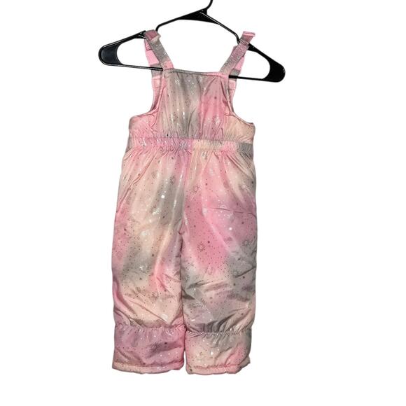 London Fog Girls Pink & Gray Galaxy Puffer Snow Bib Ski Pant Toddler 2T - Picture 2 of 8